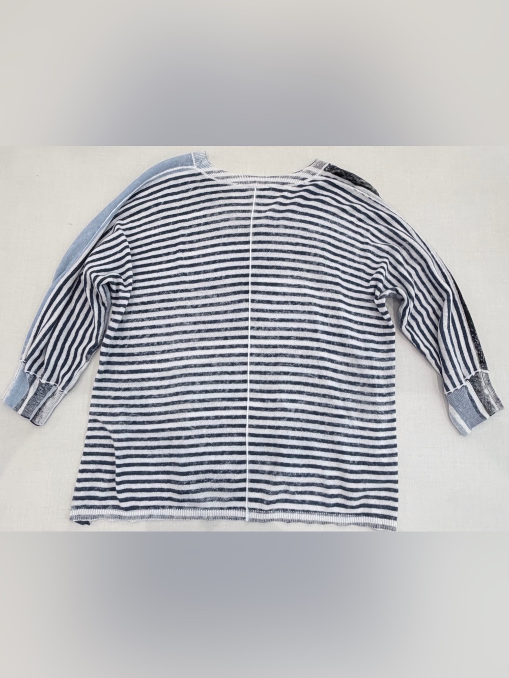 Elliott Lauren Lightweight Sweater Slouchy Blue Stripe 100% Cotton - M - Picture 2 of 11